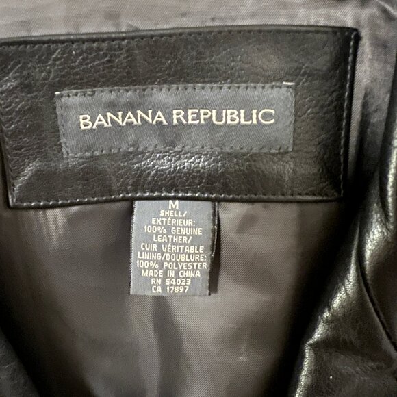 Vintage Banana Republic Leather Car Coat / Black / Medium - Picture 4 of 5